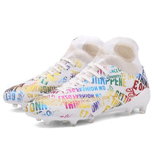 将图片加载到图库查看器,New High Ankle Soccer Shoes Men Breathable Outdoor High-top Football Boots Turf Soccer Cleats Kids AG Women Soft Football Shoes