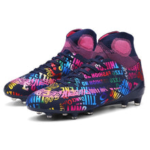 将图片加载到图库查看器,New High Ankle Soccer Shoes Men Breathable Outdoor High-top Football Boots Turf Soccer Cleats Kids AG Women Soft Football Shoes