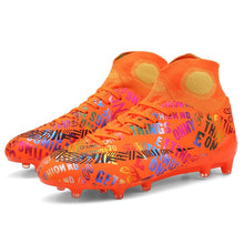 将图片加载到图库查看器,New High Ankle Soccer Shoes Men Breathable Outdoor High-top Football Boots Turf Soccer Cleats Kids AG Women Soft Football Shoes