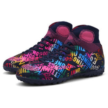 将图片加载到图库查看器,New High Ankle Soccer Shoes Men Breathable Outdoor High-top Football Boots Turf Soccer Cleats Kids AG Women Soft Football Shoes
