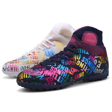 将图片加载到图库查看器,New High Ankle Soccer Shoes Men Breathable Outdoor High-top Football Boots Turf Soccer Cleats Kids AG Women Soft Football Shoes