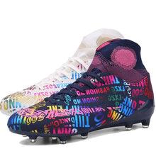将图片加载到图库查看器，New High Ankle Soccer Shoes Men Breathable Outdoor High-top Football Boots Turf Soccer Cleats Kids AG Women Soft Football Shoes
